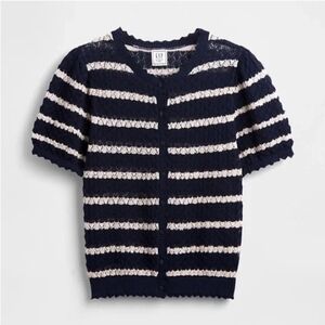 GAP Navy and White Striped Cardigan